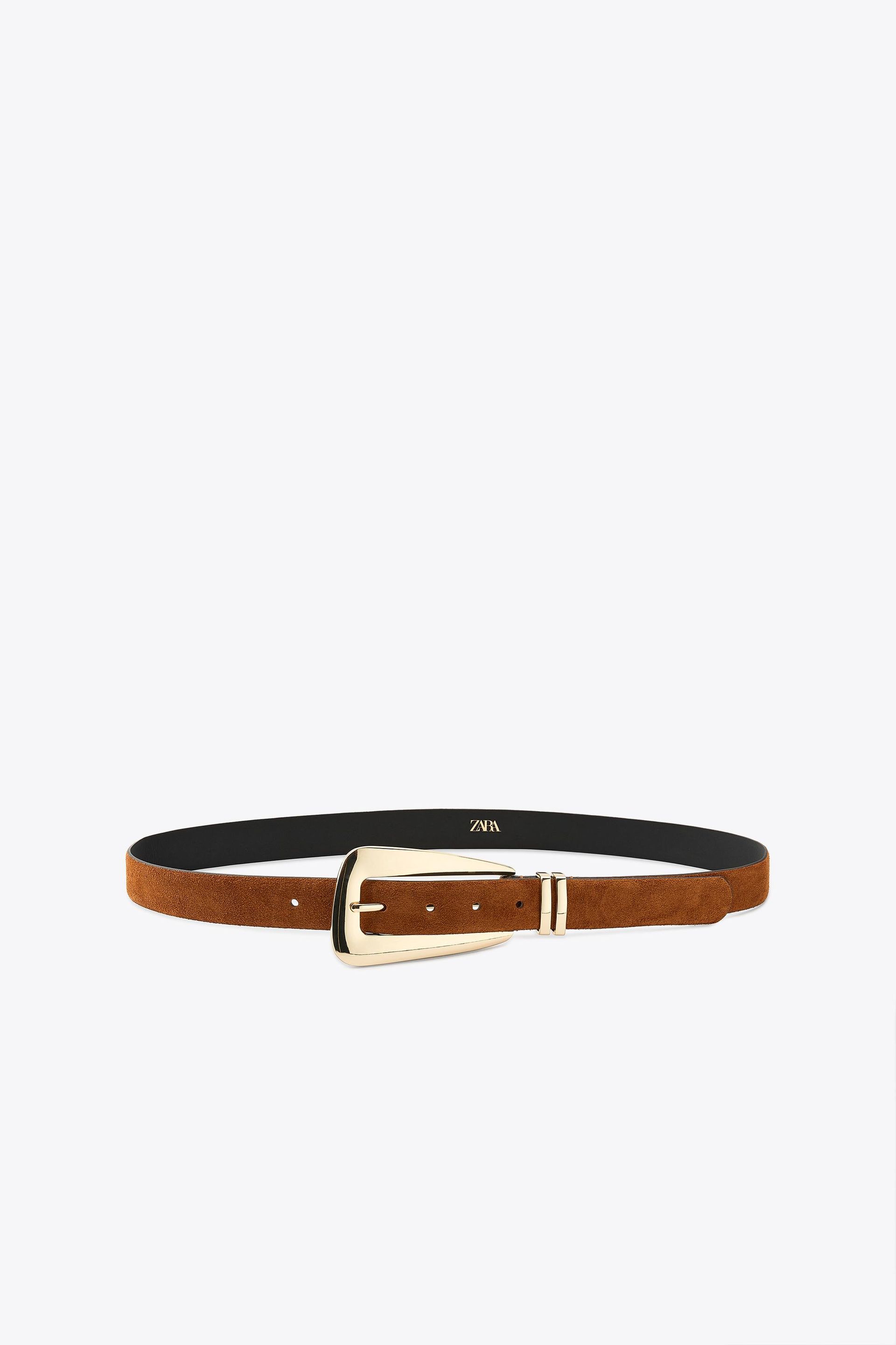 Split Leather Belt With Large Buckle