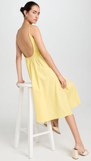 Delora Smocked Scoop Back Midi Dress