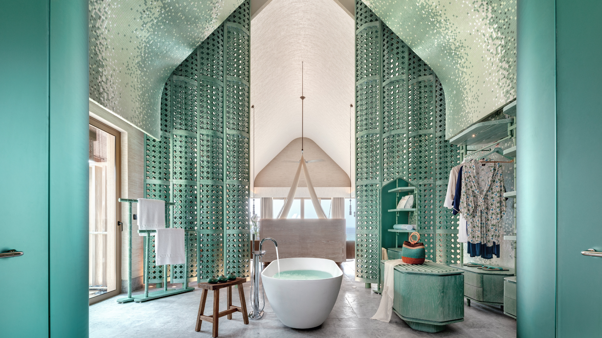 Joali Being pale green bathroom