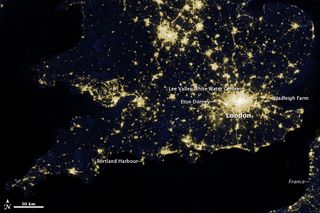 London's lights from space, taken by the Suomi NPP satellite on March 27, 2012.