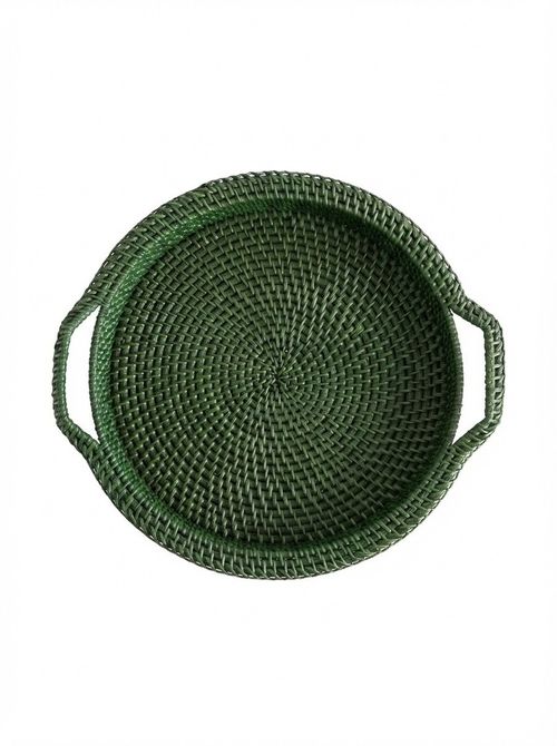 Taran Round Tray in Woven Rattan