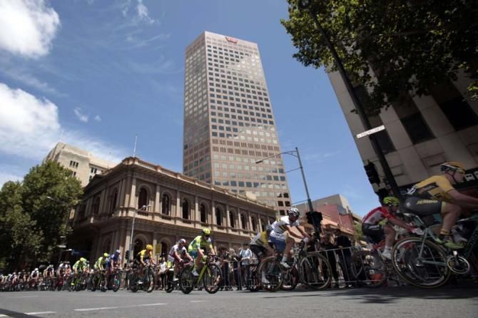 The Tour Down Under peloton visits the centre of Adelaide