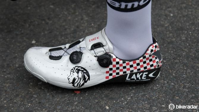 BMC Racing's Silvan Dillier wears a custom pair of Lake CX402