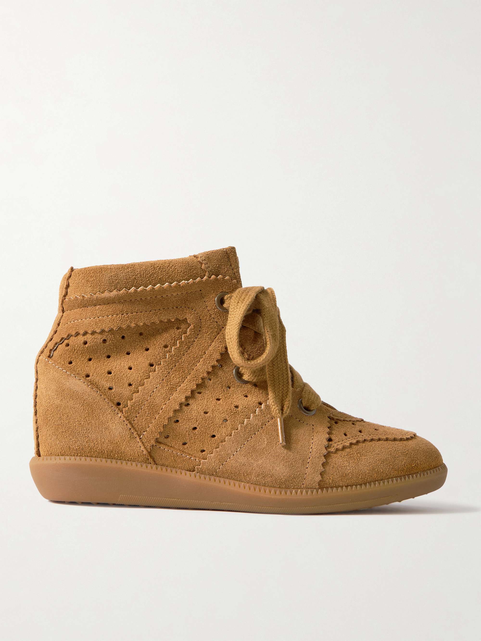Bobby Perforated Suede Wedge Sneakers