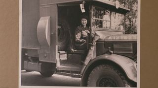 Princess Elizabeth (now Queen Elizabeth II) driving an ambulance during her wartime service in the A.T.S