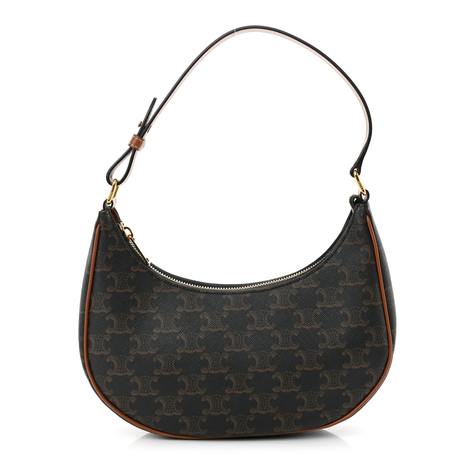 Celine, Triomphe Canvas Calfskin Ava Shoulder Bag Tan