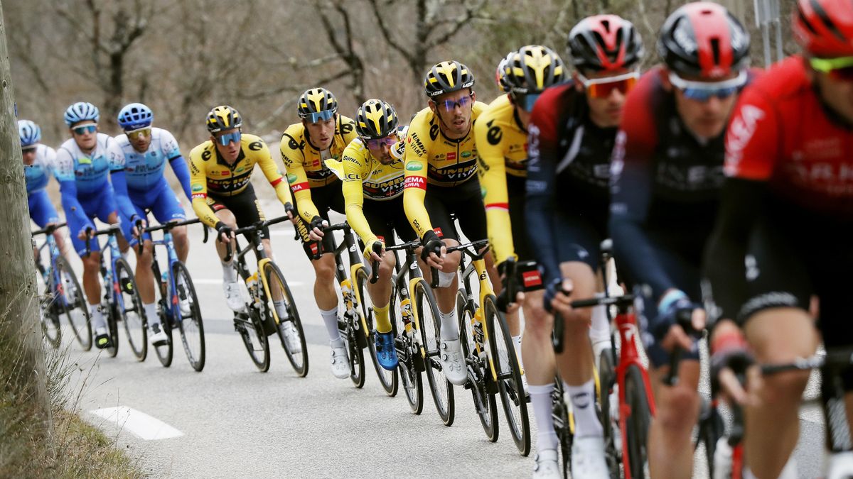 The peloton on the Paris-Nice cycling race