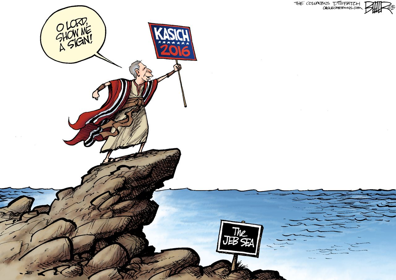 Political cartoon John Kasich U.S. 2016 election GOP