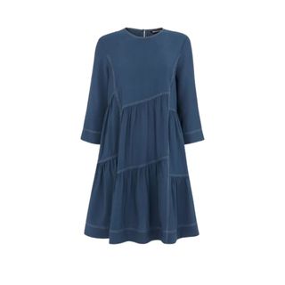 Whistles navy blue swing dress with contrast seams