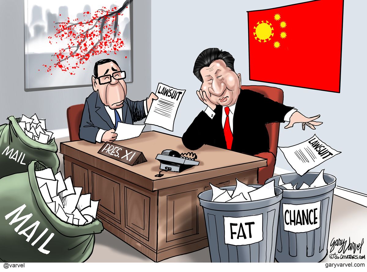 Political Cartoon U.S. sues China XI lawsuit fat chance | The Week