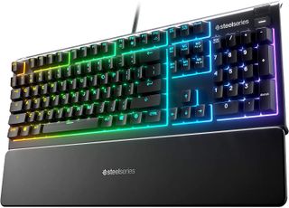 steelseries gaming keyboard showing RGB lighting