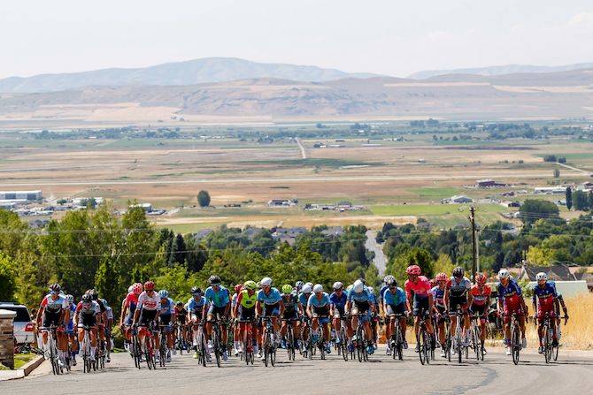 The peloton hits the final climb during stage 1 of the 2019 Tour of Utah