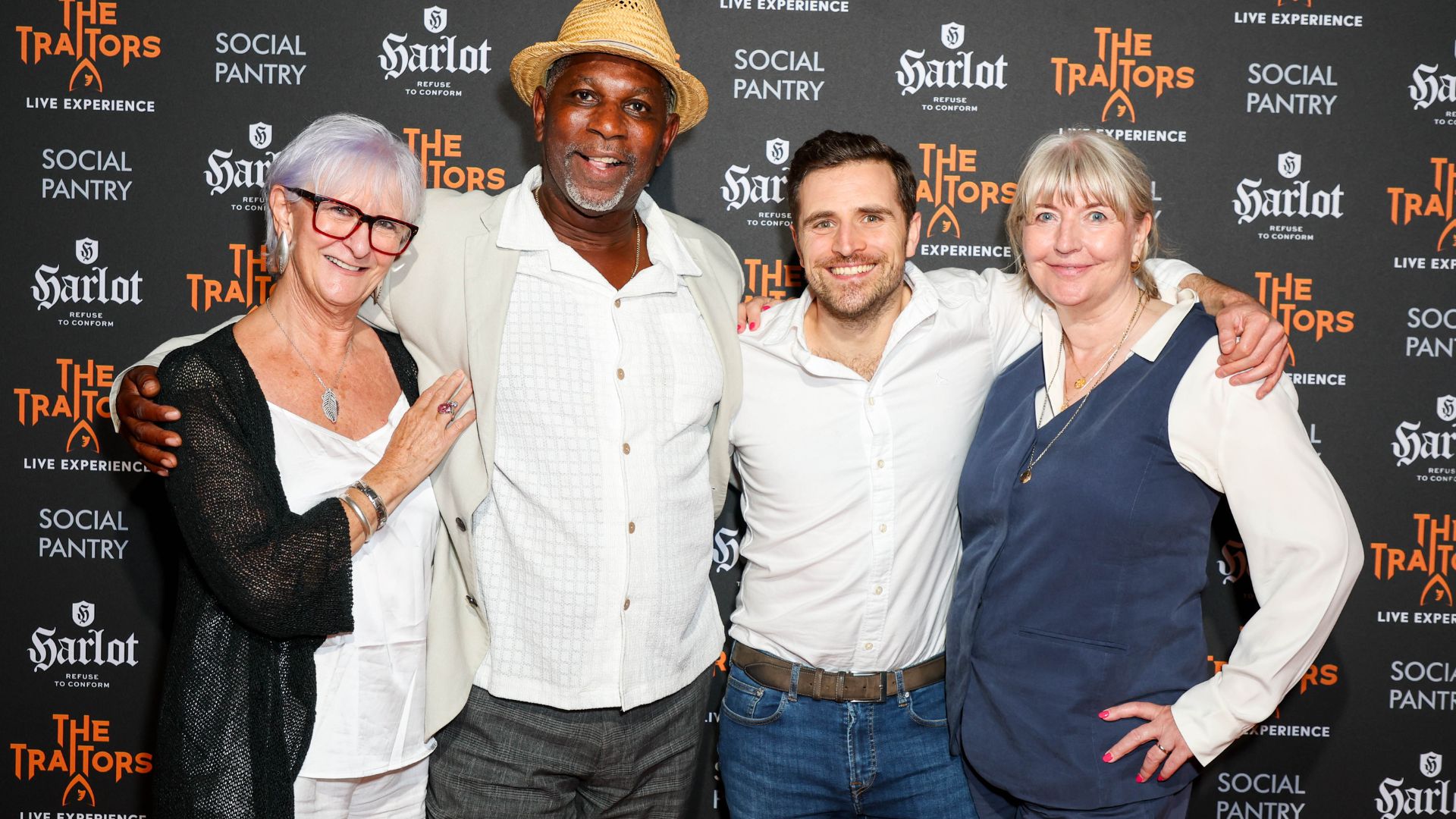 (L-R) Linda Rands, Keith Stewart, Alexander Dragonetti and Lisa Coupland attend the launch of "The Traitors: Live Experience" at Short's Gardens on July 23, 2025 in London, England