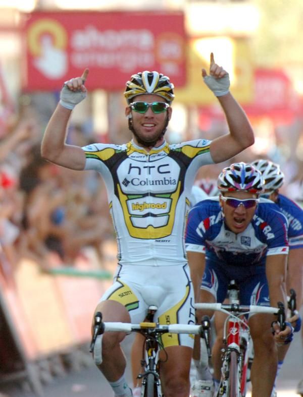 Mark Cavendish (HTC-Columbia) celebrates his first Vuelta victory