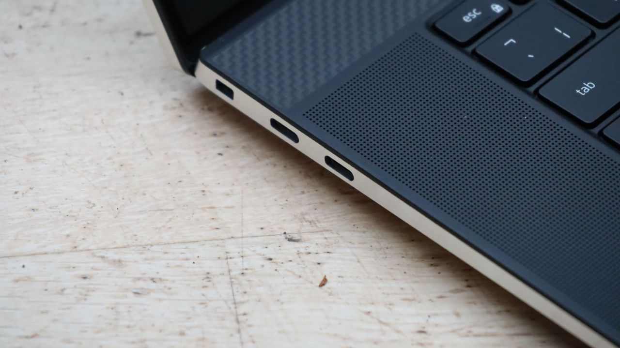 A closeup of the Dell XPS 17's left-hand ports