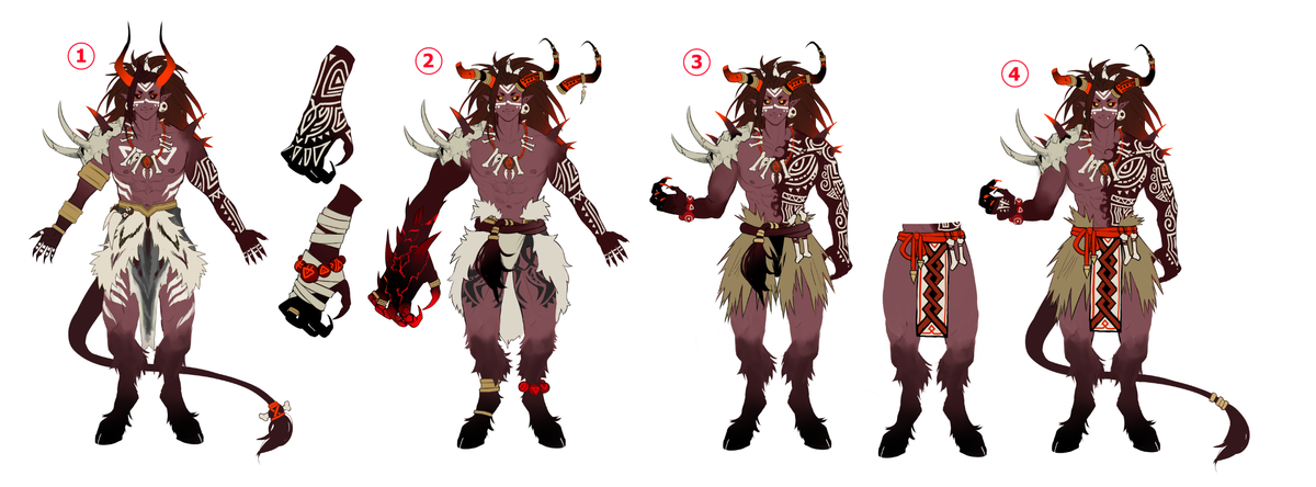 Concept art showin anime design characters for a fantasy video game