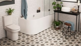 star patterned ceramic bathroom floor tiles