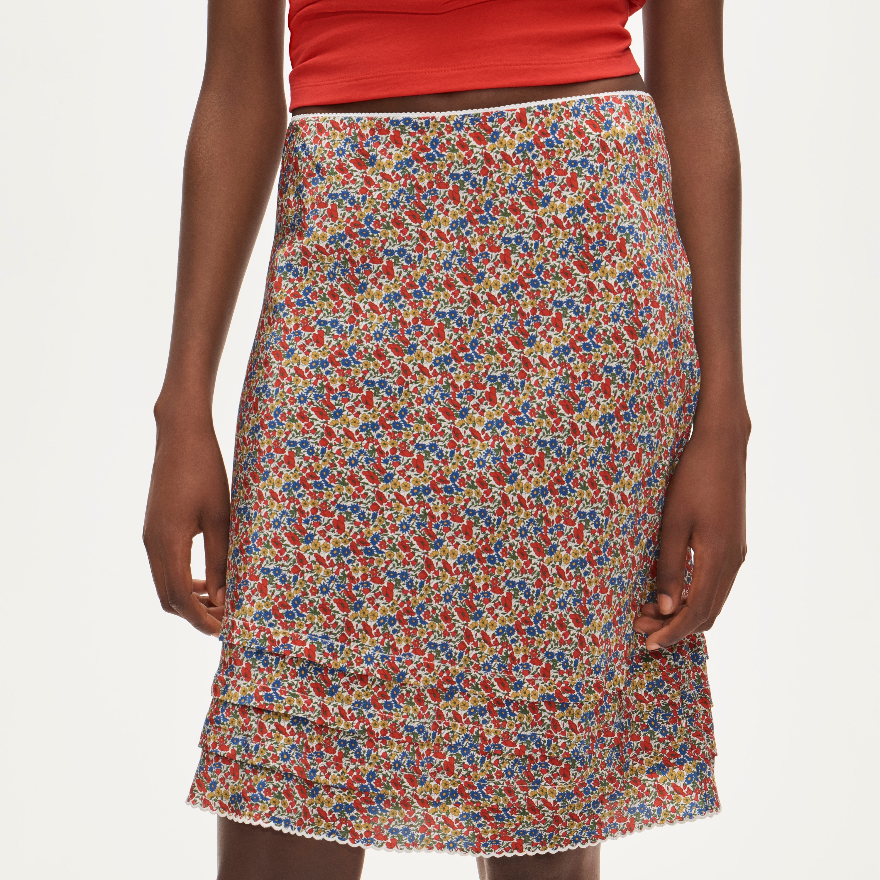 Ruffle-Trim Slip Skirt in Liberty&reg; Fabric