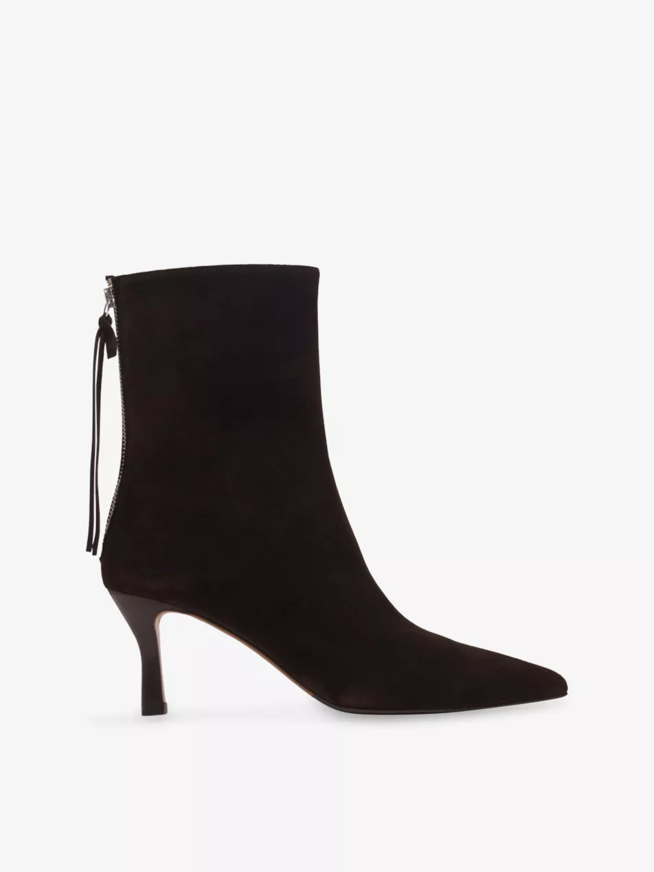 Zipped Heeled Suede Ankle Boots