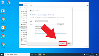 Mapping a network drive in Windows 10 - select finish