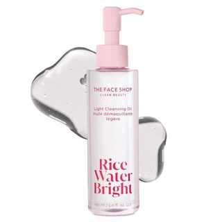 The Face Shop Rice Water Bright Light Facial Cleansing Oil, Daily Makeup Remover, Oil Cleanser, Vegan, Korean Skin Care With Jojoba Oil, Face Pore Cleanser, 150ml