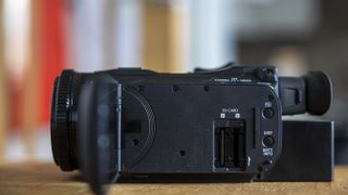 The Canon HF G70 SD memory card slots