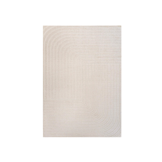 Cream interlocking geometric pattern minimalist area rug from Amazon.