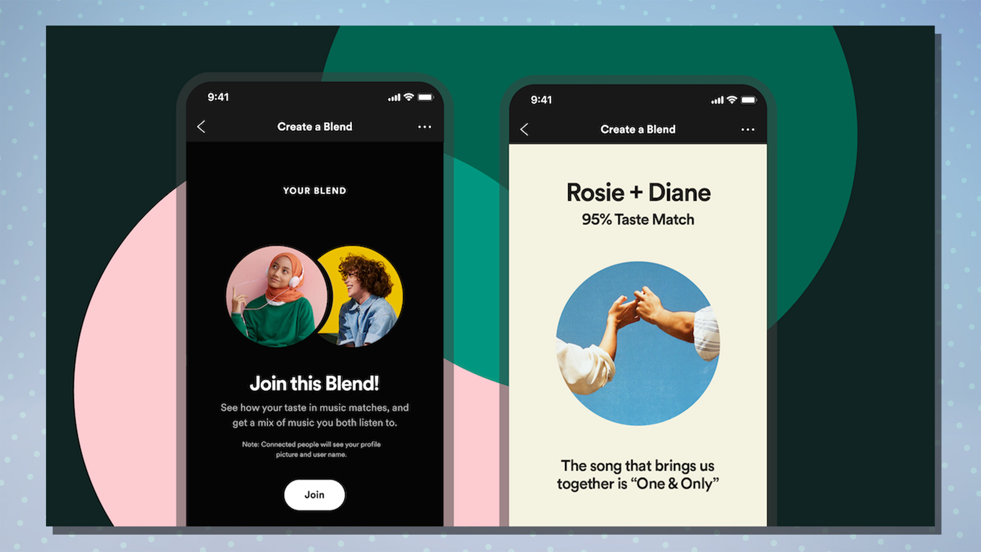A screenshot from Spotify showing the Spotify Blend feature
