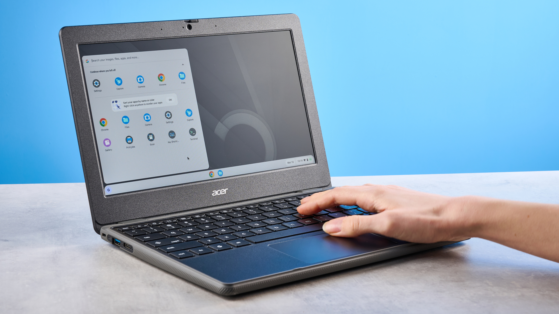 A black Acer Chromebook 311 (C725)