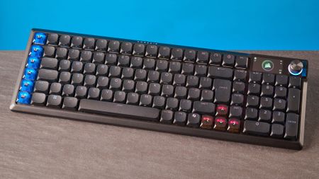 A black Corsair Vanguard Air 99 Wireless low-profile mechanical keyboard