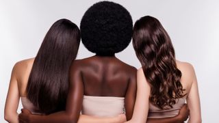 three woman with smooth hair
