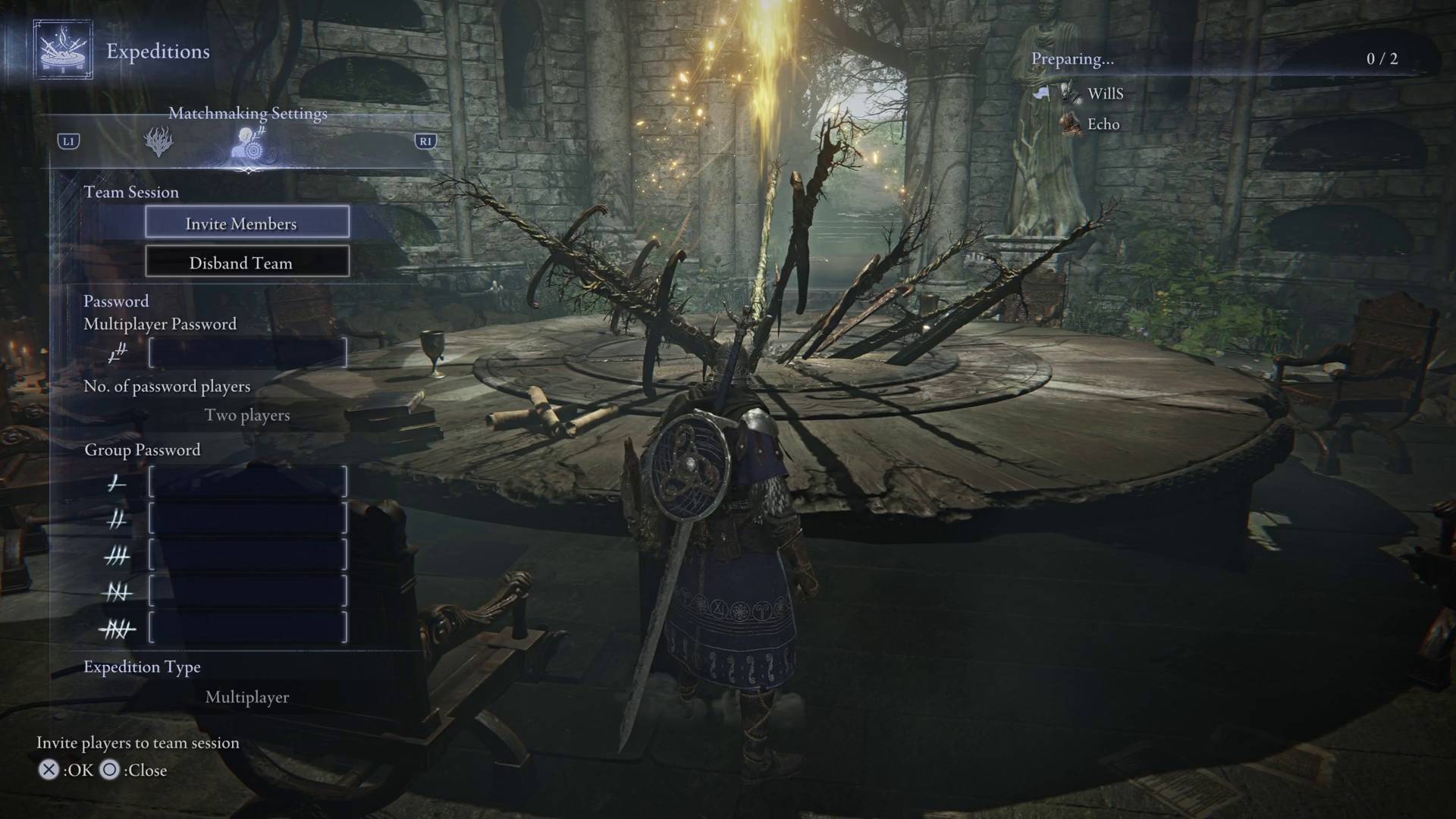 Elden Ring Nightreign multiplayer matchmaking settings invite friends option
