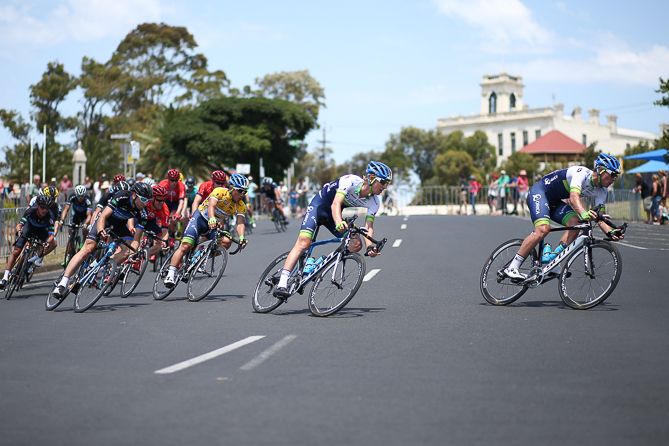 The riders tackle a sweeping let-hander