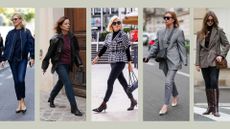 5 women wearing skinny jeans in street style images
