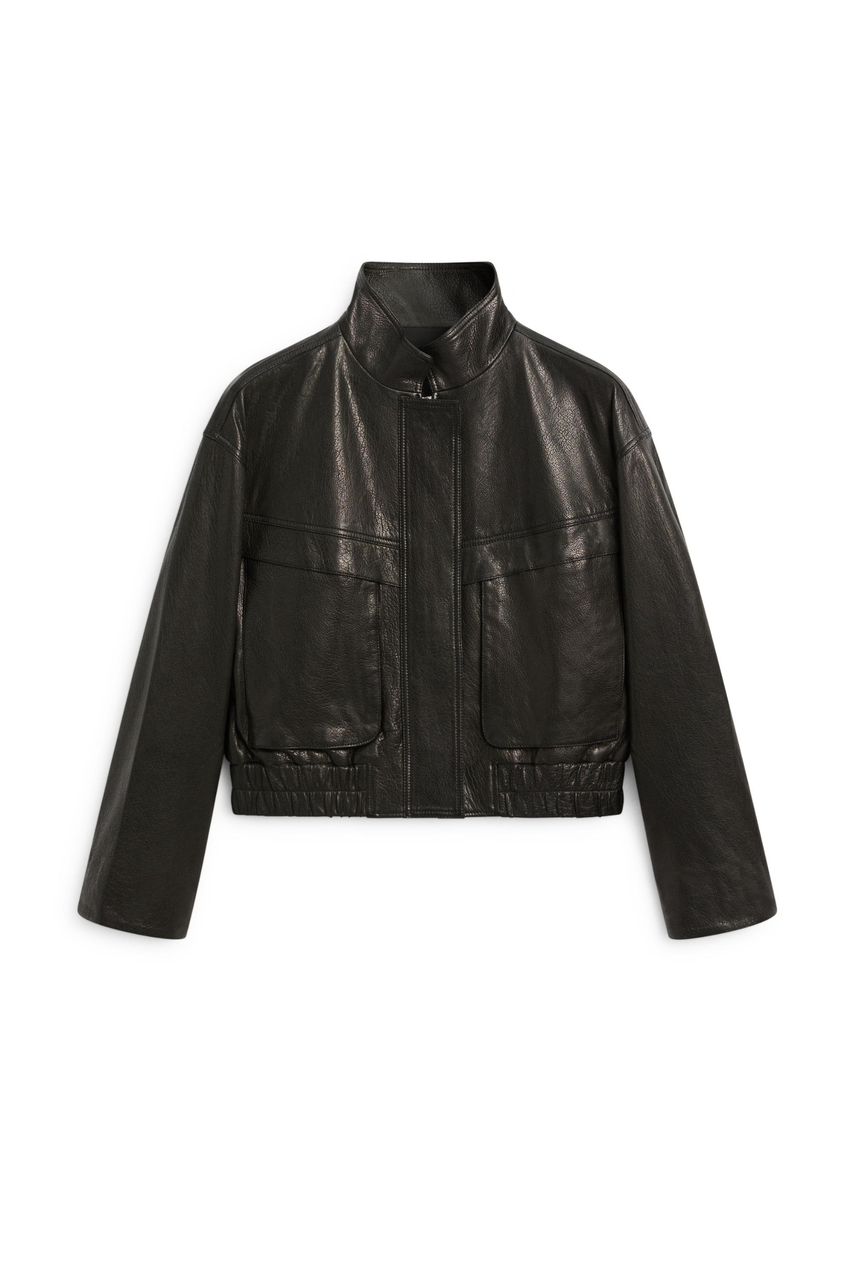 Short High Collar Nappa Leather Jacket