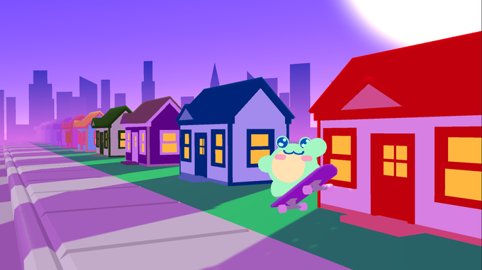 Frog skateboarding