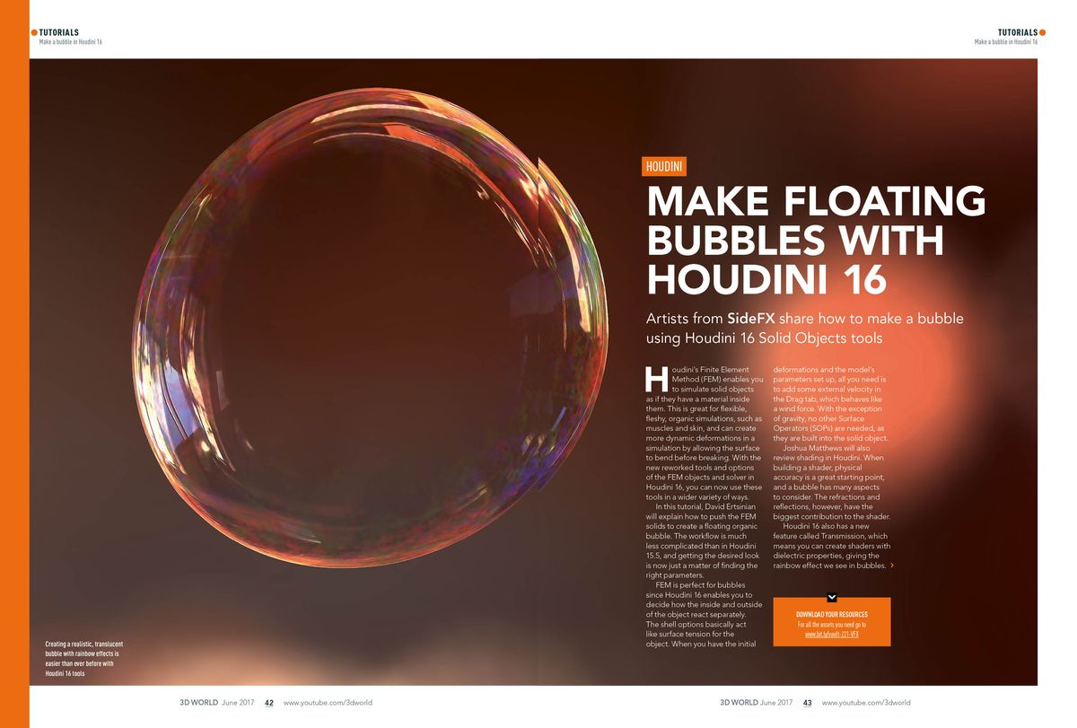 Use Houdini 16's Solid Objects tools to make bubbles