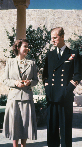 Princess Elizabeth and her husband Prince Philip, Duke of Edinburgh (1921 - 2021) at the Villa Guardamangia in Malta, where he is stationed with the Royal Navy, 23rd November 1949