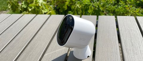 Arlo Pro 4 on a table in the garden