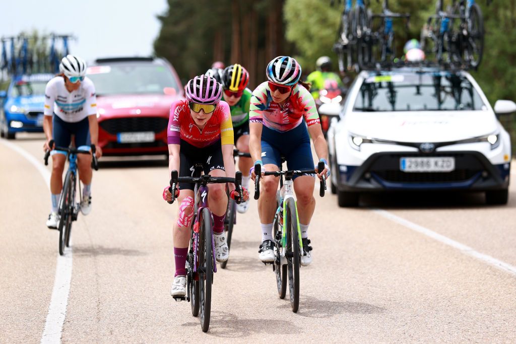 LAGUNAS DE NEILA SPAIN MAY 22 Anna Shackley of United Kingdom and Team SD Worx competes in the breakaway during the 7th Vuelta a Burgos Feminas 2022 Stage 4 a 1251km stage from Covarrubias to Lagunas de Neila 1867m VueltaBurgos BurgosFem UCIWWT on May 22 2022 in Lagunas de Neila Spain Photo by Gonzalo Arroyo MorenoGetty Images