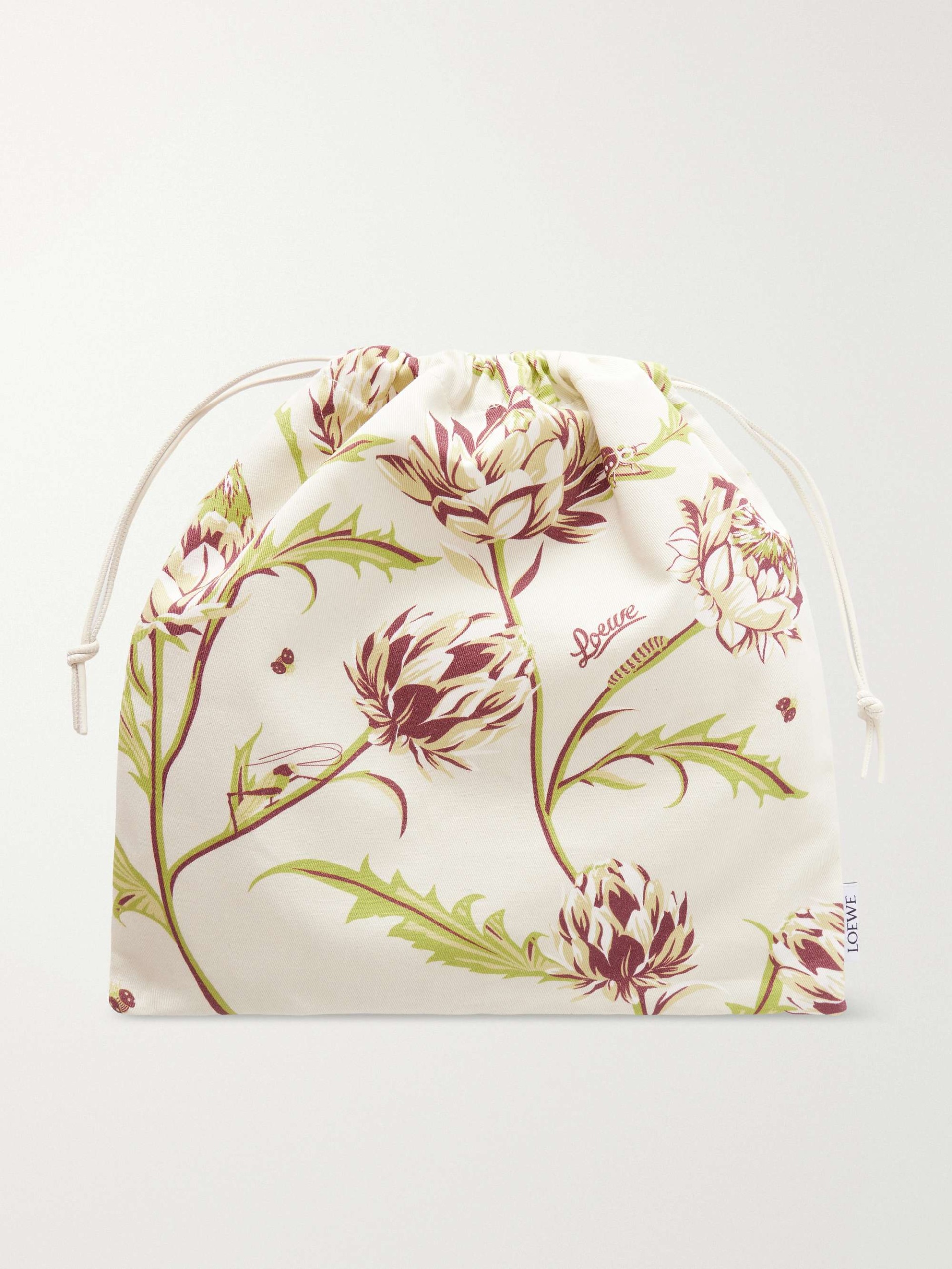Floral-Print Twill Drawstring Pouch