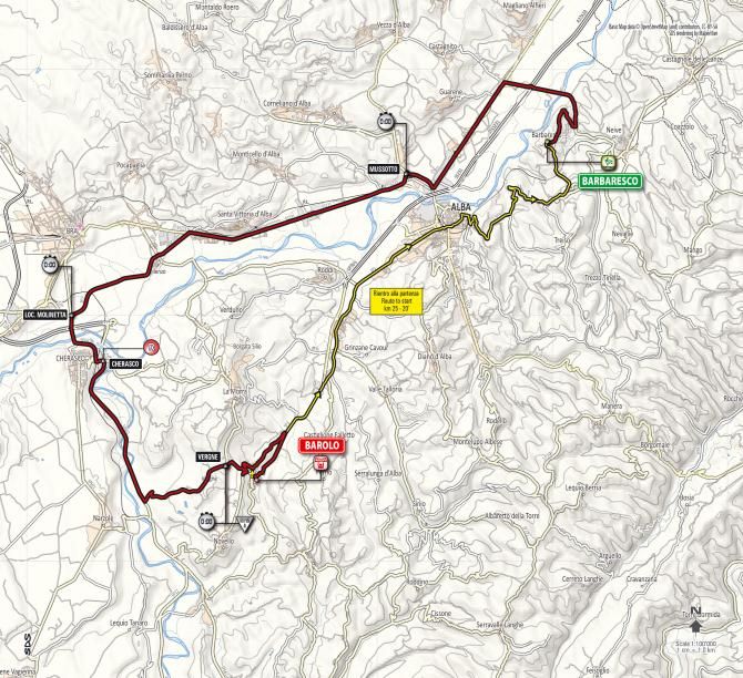The map of the time trial stage of the 2014 Giro d'Italia