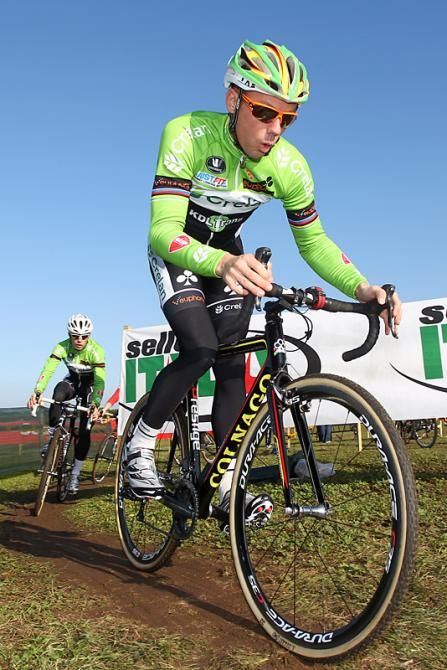 Sven Nys leads Crelan teammate Sven Vanthourenhout on a course pre-ride in Rome.