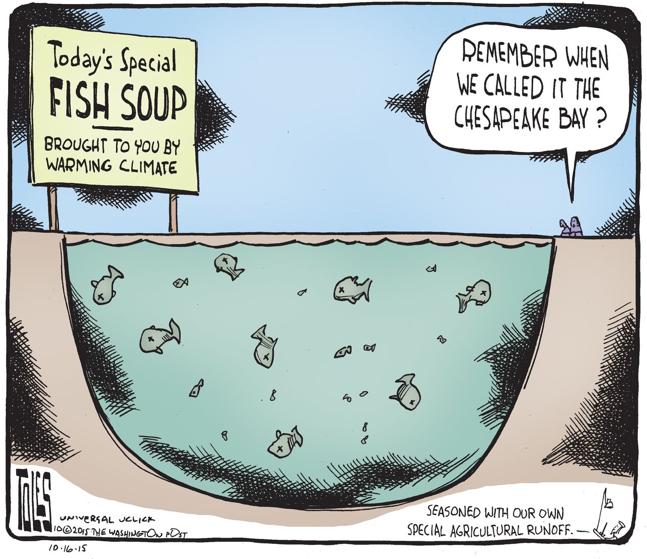 Editorial cartoon Climate Change Chesapeake Bay