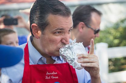 Ted Cruz eats meat in Iowa