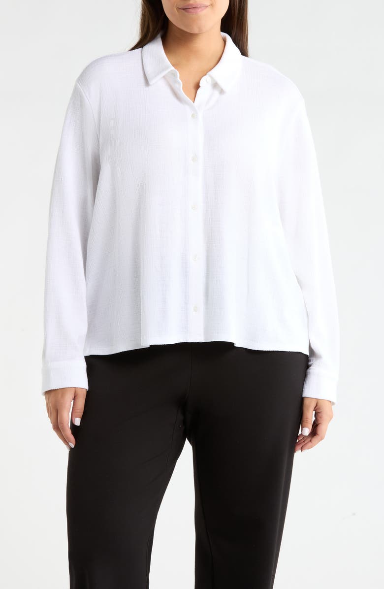 Classic Collar Crop Button-Up Shirt