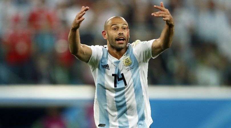 Javier Mascherano in action for Argentina against Nigeria at the 2018 World Cup.