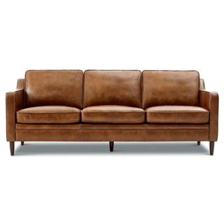 Three seater brown leather sofa