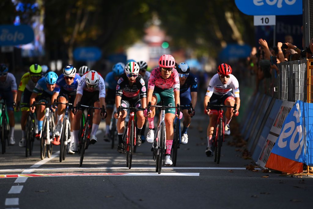 BEINASCO ITALY OCTOBER 06 Magnus Cort Nielsen of Denmark and Team EF Education Easypost C crosses the finish line during the 106th Gran Piemonte 2022 a 198km one day race from Omegna to Beinasco GranPiemonte on October 06 2022 in Beinasco Italy Photo by Tim de WaeleGetty Images