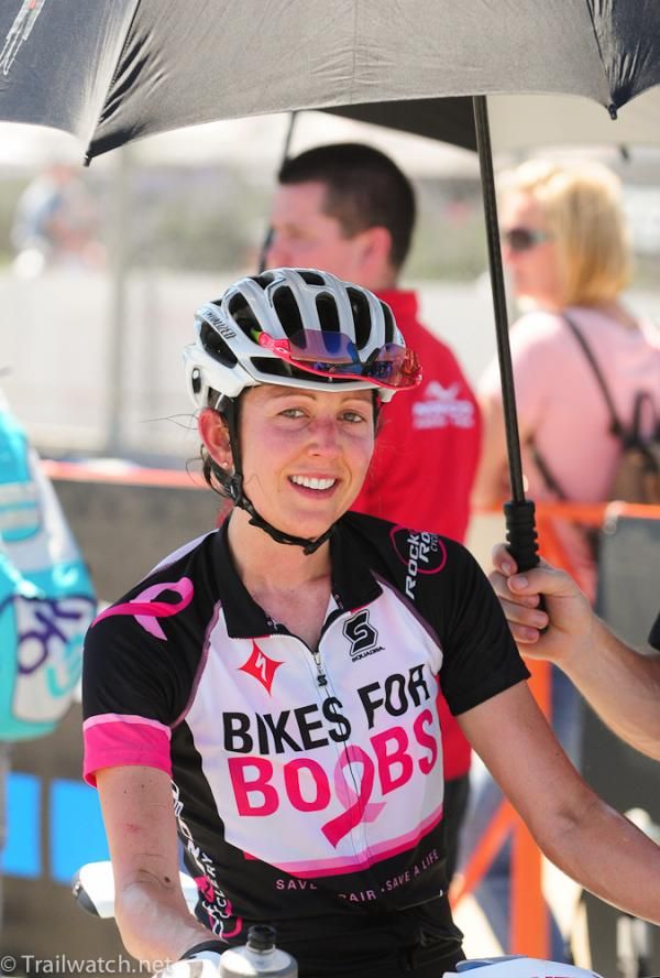Alison Mann (Bikes for Boobs) enjoying some shade